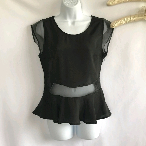 Rehab Black Sheer and Satin Dressy Top. NWT - Picture 1 of 8
